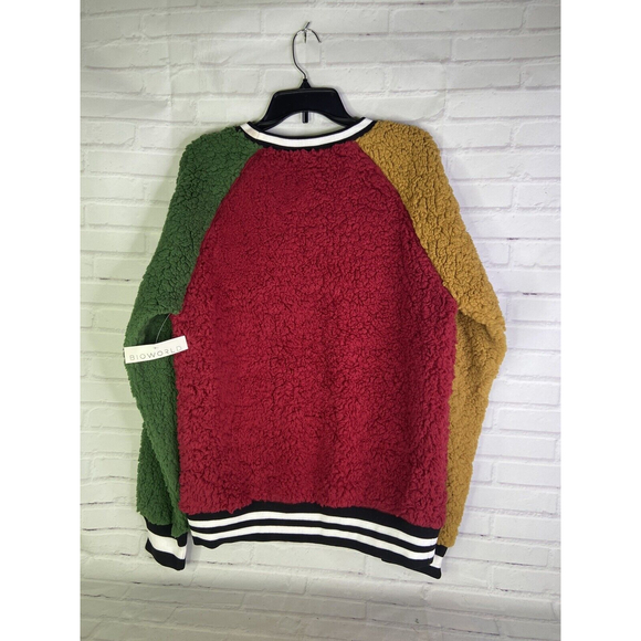 Harry Potter Color Block Hogwarts Collegiate Sherpa Pullover Sweater Womens M - Picture 2 of 9